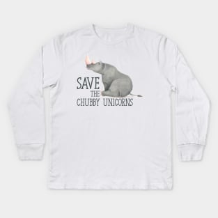 Save the chubby unicorns Kids Long Sleeve T-Shirt